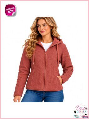 Sherpa Fleece Full Zip Hoodie Warm Jacket Long Sleeve